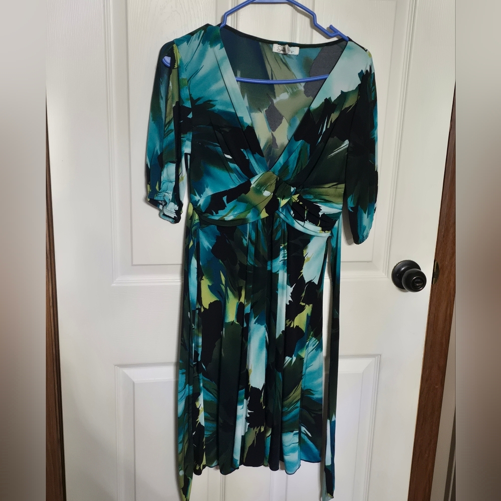 Speechless Teal and Black Midi Dress